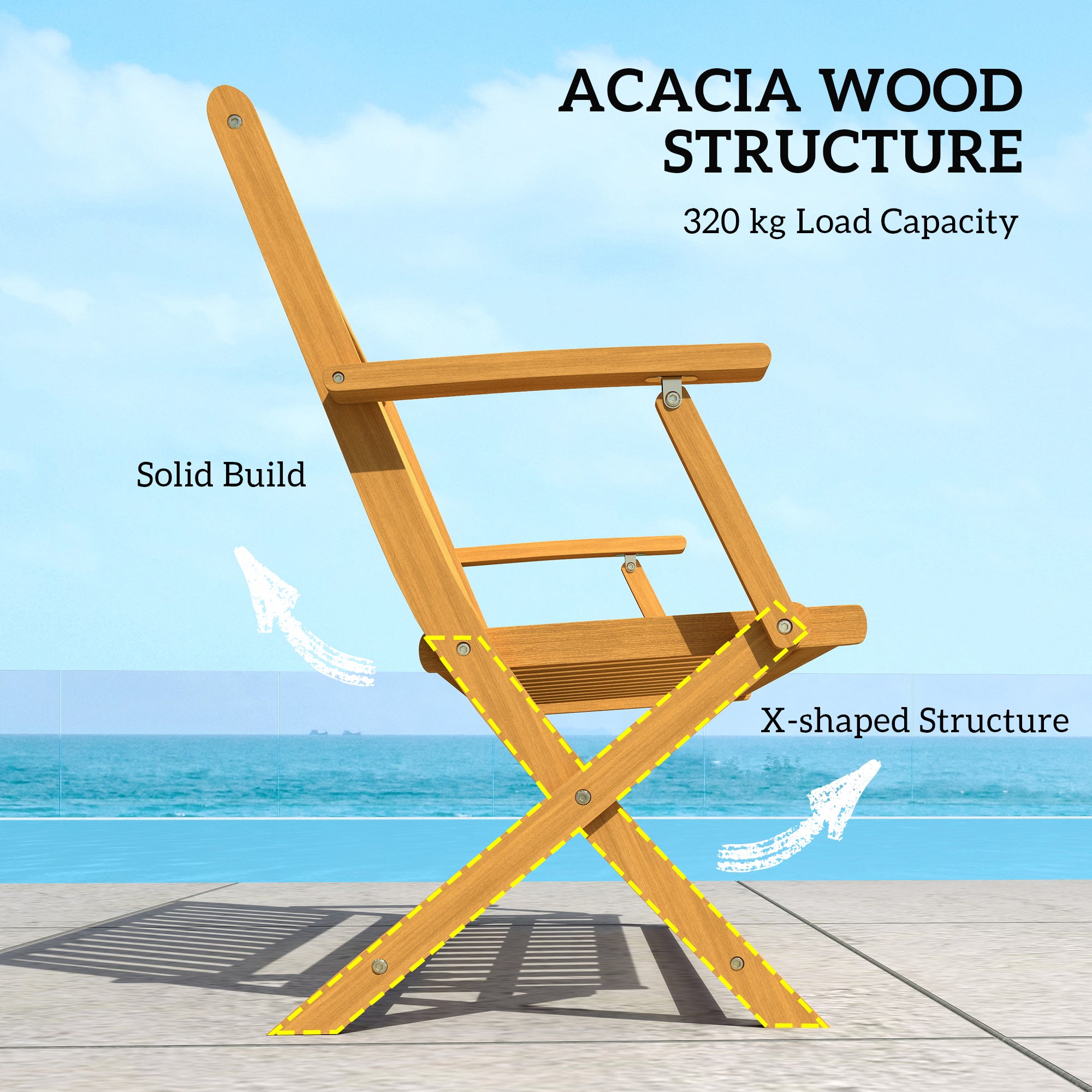 46.5" Foldable Wood Outdoor Bench with Backrest and Armrests for Outdoors, Patio, Porch, Park, Teak