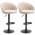 Bar Stools Set of 2, Swivel Counter Height Barstools with Back, Footrest, Adjustable Height, Beige