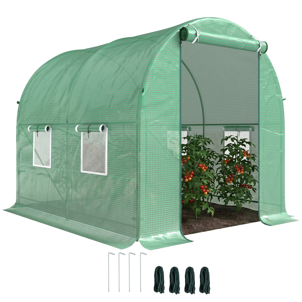 8'x6.6'x6.6' Heavy Duty Walk-in Greenhouse Garden Tunnel Hot House Outdoor Flower Vegetable Growth Warm House Roll Up Door, Windows, Steel