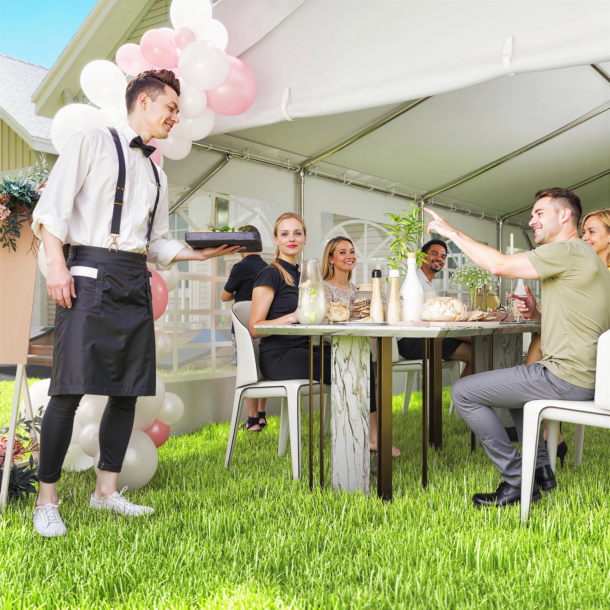 13'x26' Heavy Duty Large Party Tent & Carport with Removable Sidewalls, Windows, Portable Garage Canopy Tent, White