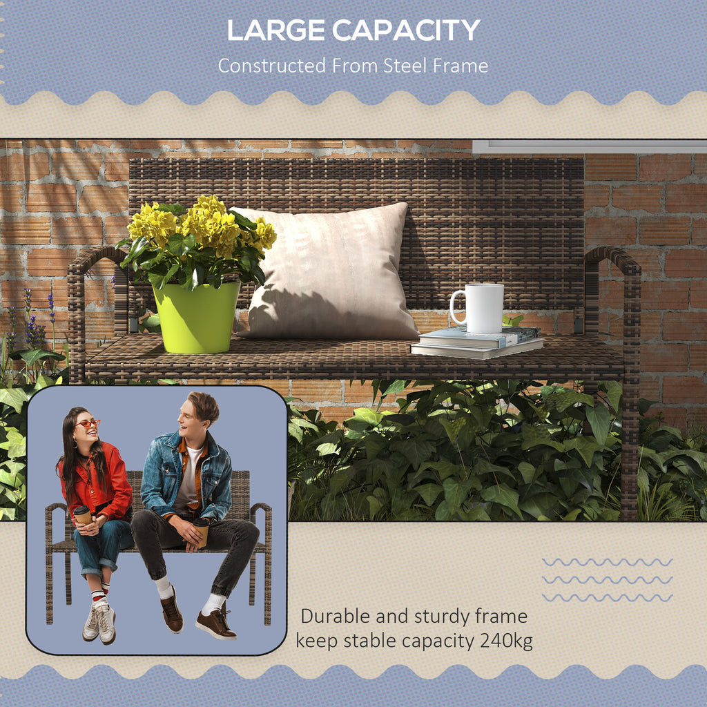 Rattan Wicker Loveseat Garden Furniture Leisure Chair with Armrests Brown