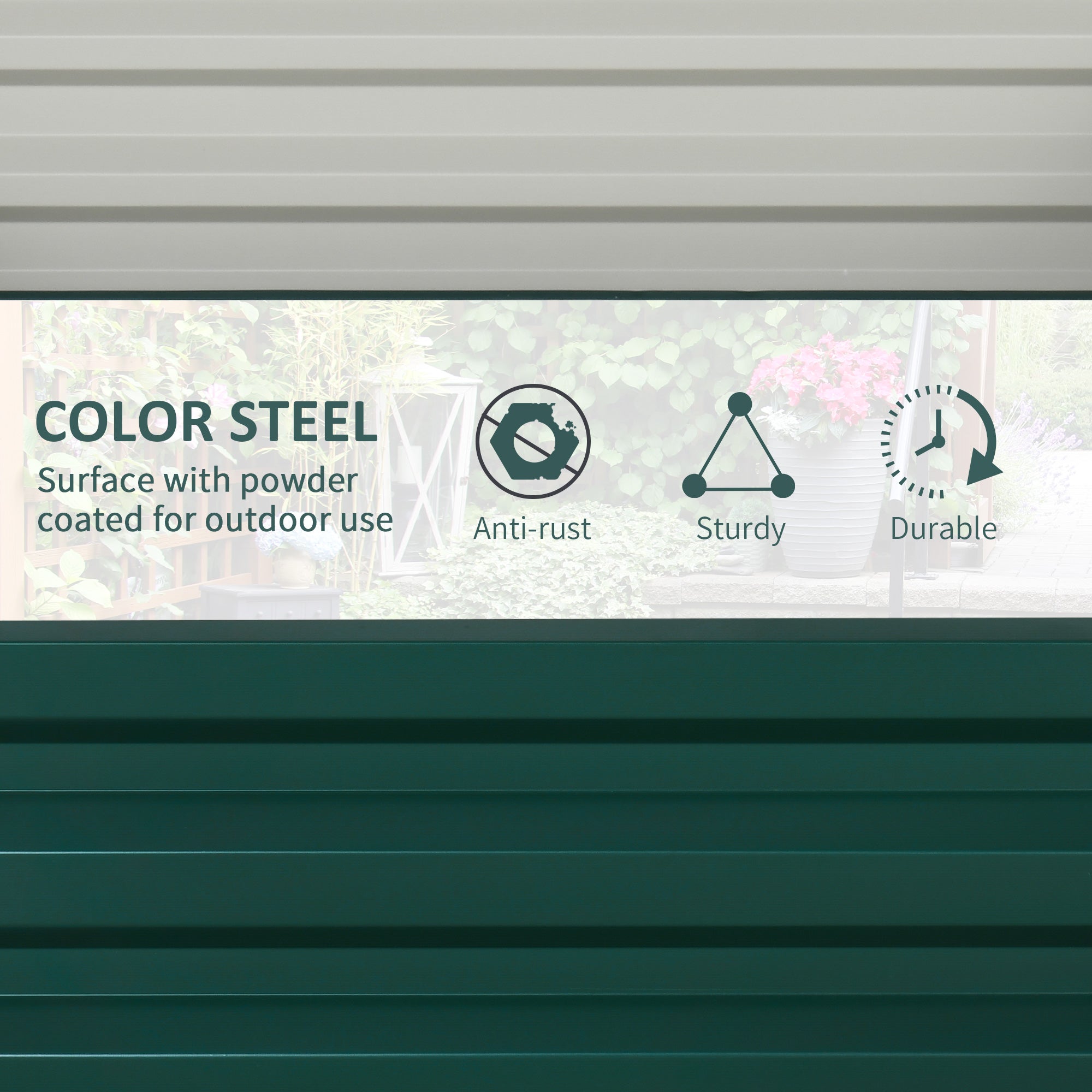 2' x 2' x 1' 2-Pieces Raised Garden Bed with Galvanised Steel Frame for Vegetables, Flowers, Herbs, Green