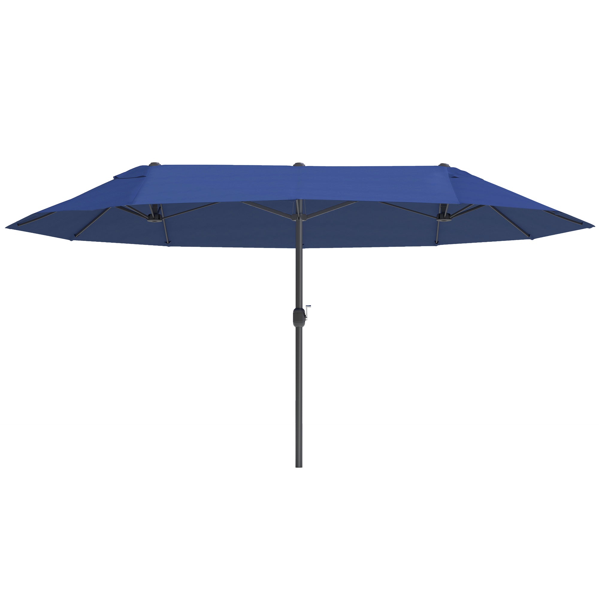 15ft Double-sided Patio Umbrella with Twin Canopy, Extra Large Outdoor Parasol with Crank for Pool, Deck, Market, Blue