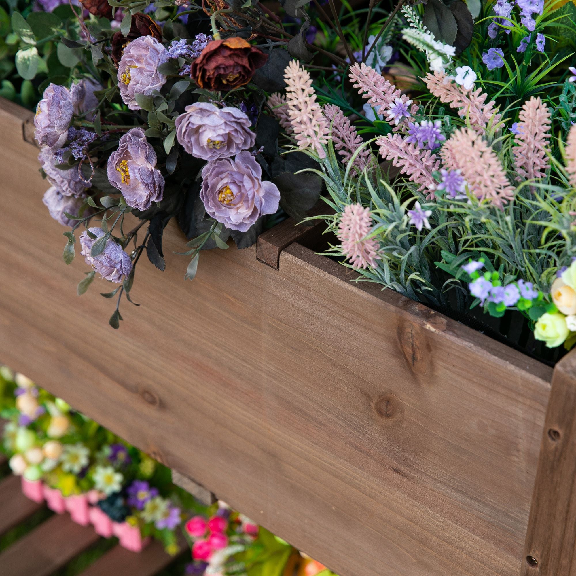 Raised Garden Bed with 8 Grids and Storage Shelf, Elevated Planter Box with Legs, for Vegetables Flowers Herbs, Brown