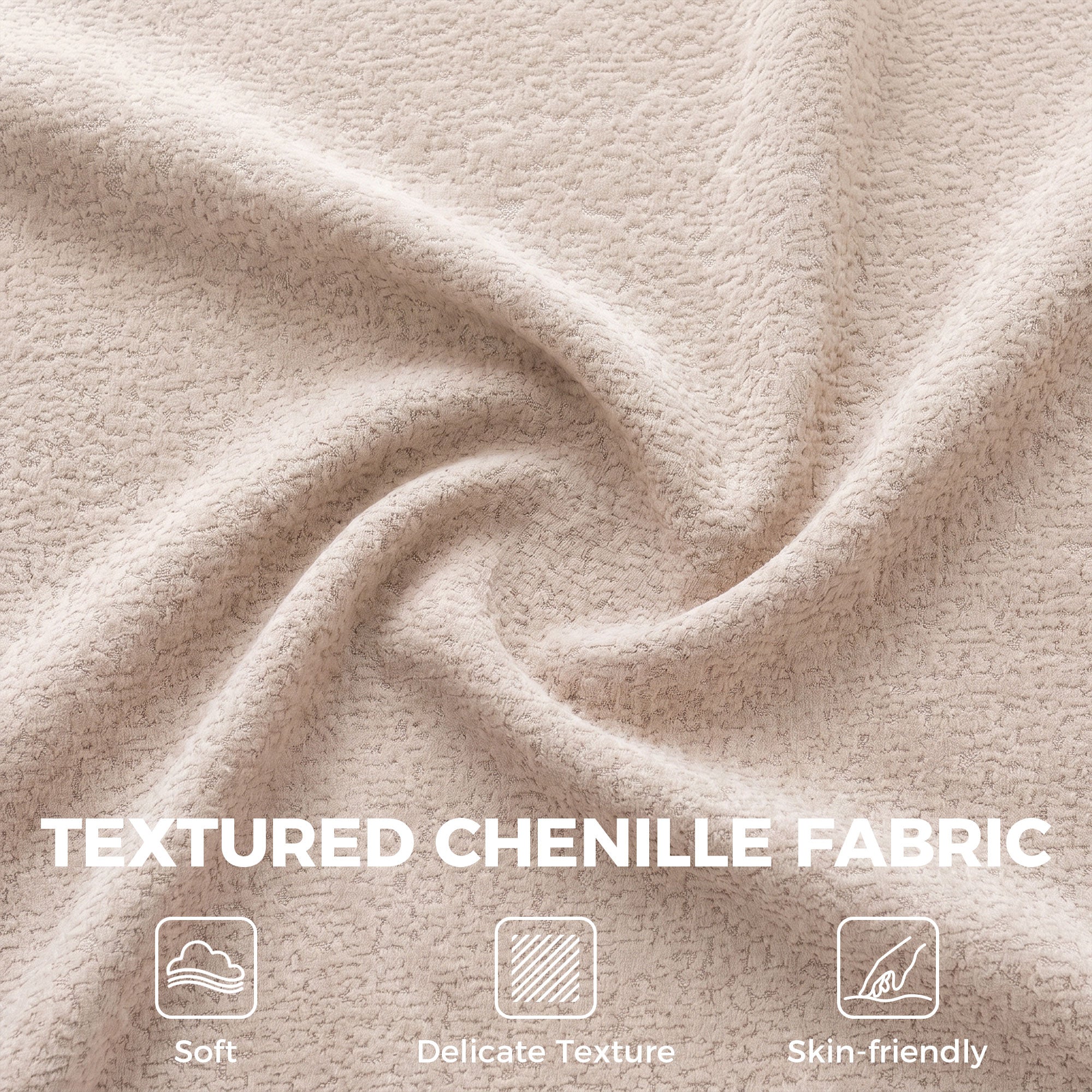 3 Seater Sofa, Chenille Boneless Cloud Couch with Spring Cushion, Wide and Deep Seat, Beige