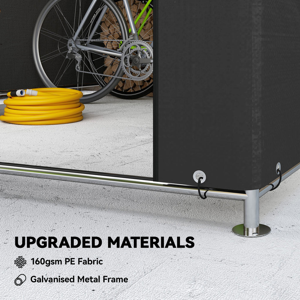 6.6' x 7.8' Portable Shed, Waterproof Bike Tent with Roll-up Zipper Door and Reinforced Galvanised Steel Frame, Black