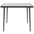 Outdoor Dining Table for 4, Square Patio Dining Table with Marble Effect Tempered Glass Top and Steel Frame, White