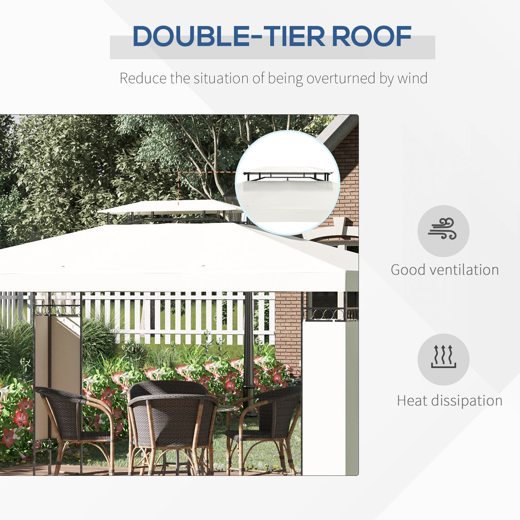 10' x 13' Outdoor Gazebo, Double Roof Patio Gazebo Canopy Shelter with Screen Decorate Corner Frame, White