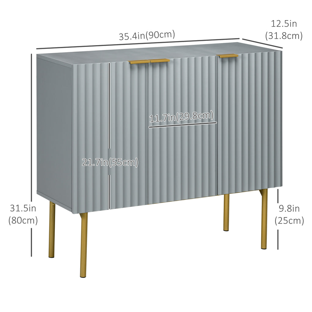 Modern Storage Cabinet Sideboard Buffet Cabinet with Gold Legs for Living Room Dining Room Hallway Grey
