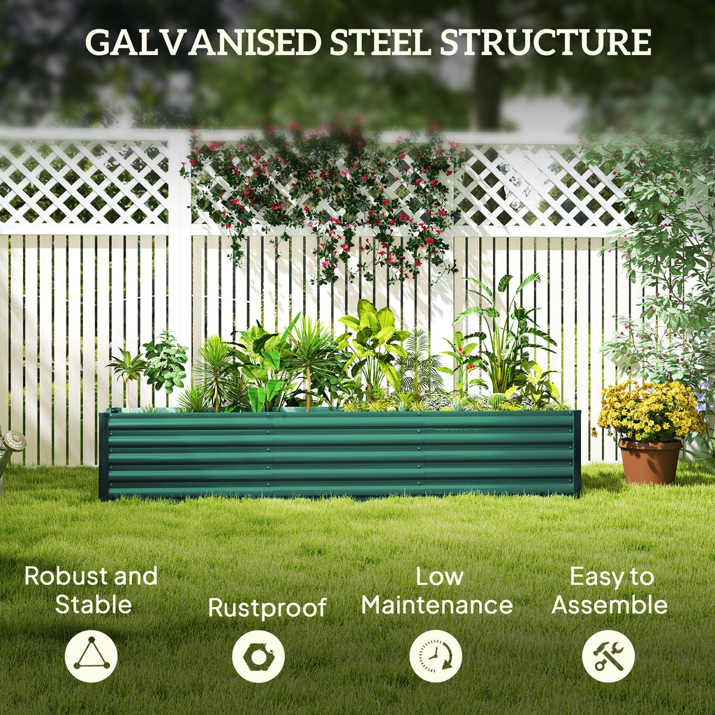 8 x 1.3 x 1.5ft Galvanized Raised Garden Bed, Reinforced Outdoor Planter Box with Open Bottom, Green