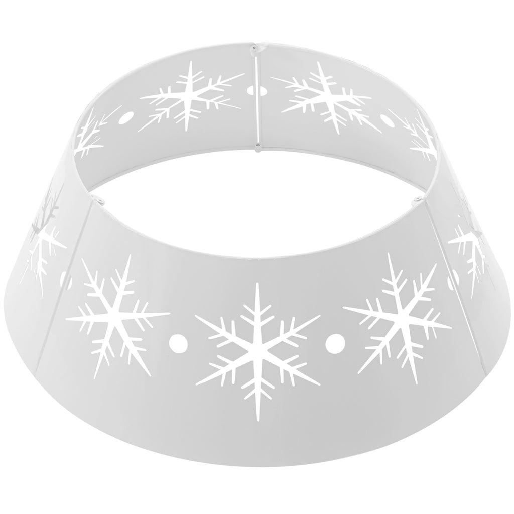 26" Christmas Tree Base Cover, Christmas Tree Collar with Hollow Snowflake Patterns for Home Decoration, White
