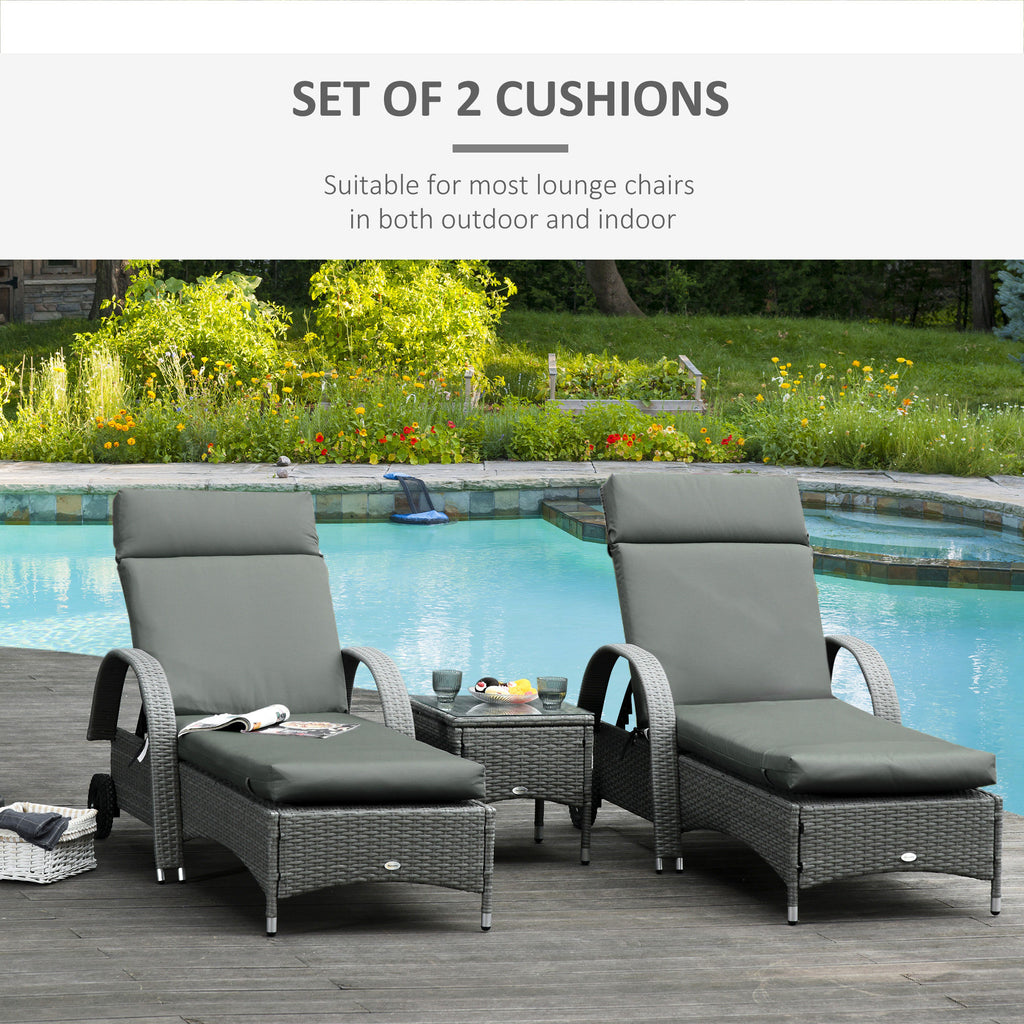 Outdoor Lounge Chair Cushion Set of 2, Non-Slip Chaise Lounge Cushions, Sun Lounger Pads, 77.2" x 21.7", Dark Grey