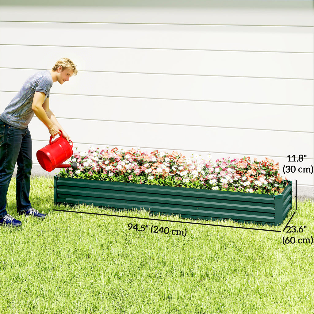 8'x2'x1' Galvanized Raised Bed, Large Elevated Planter Box for Growing Flowers, Herbs and Vegetables, Green