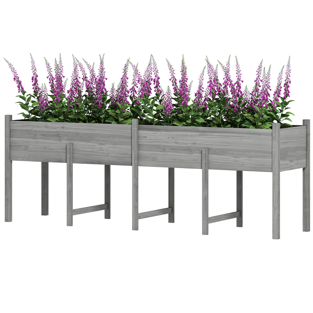 Wooden Raised Garden Bed Planter, Large Elevated Planter Box with Legs, Bed Liner and Drain Holes, Grey