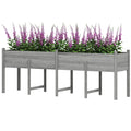 Wooden Raised Garden Bed Planter, Large Elevated Planter Box with Legs, Bed Liner and Drain Holes, Grey