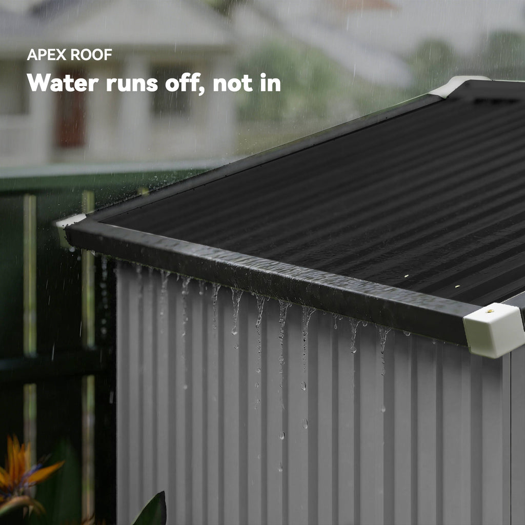 6.5' x 4'  Outdoor Storage Shed, Metal Garden Shed with Lockable Double Doors, 4 Vents, Silver-White