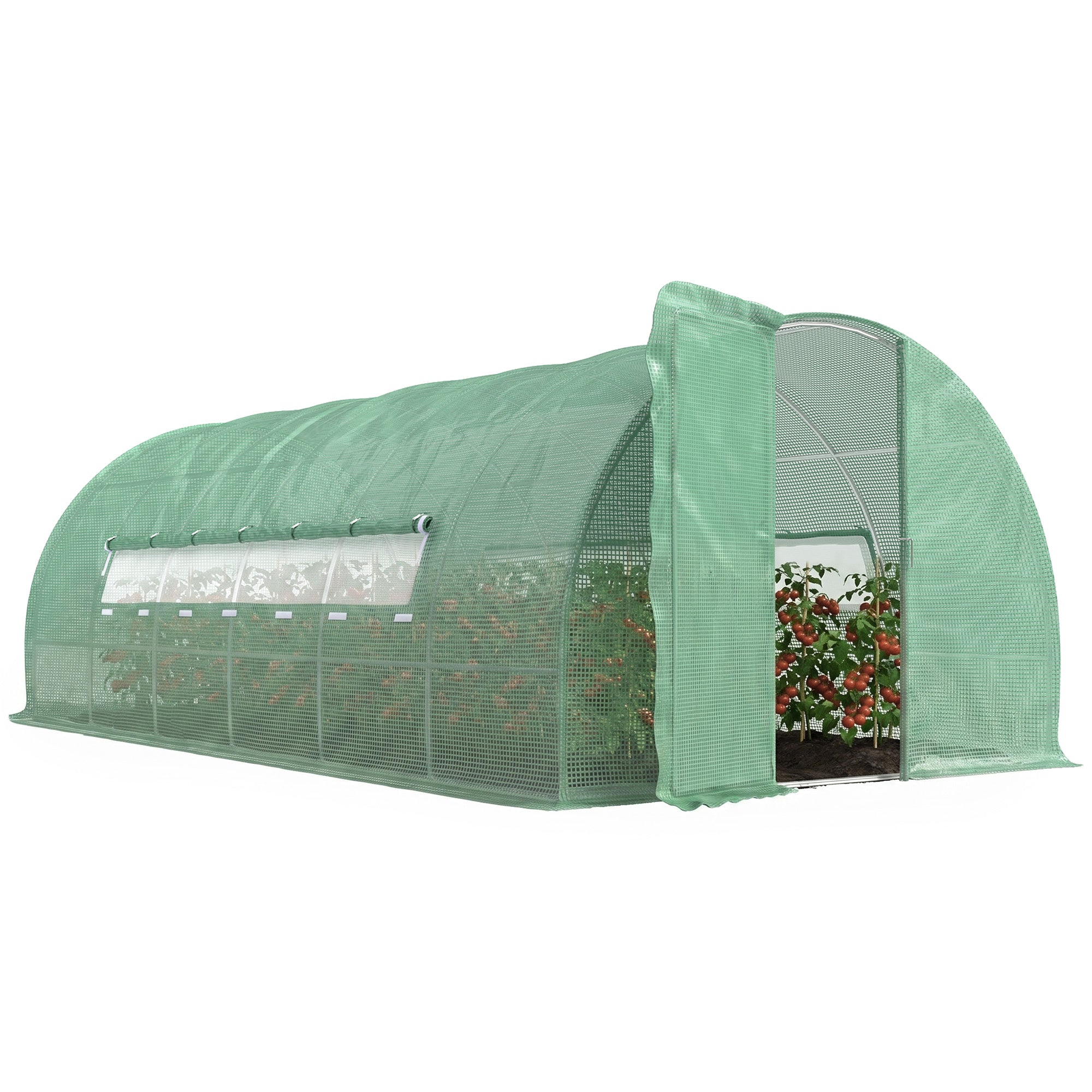 20x10x6.6ft Heavy Duty Outdoor Walk-in Tunnel Greenhouse Portable Garden Planting Warm House with PE Cover Green