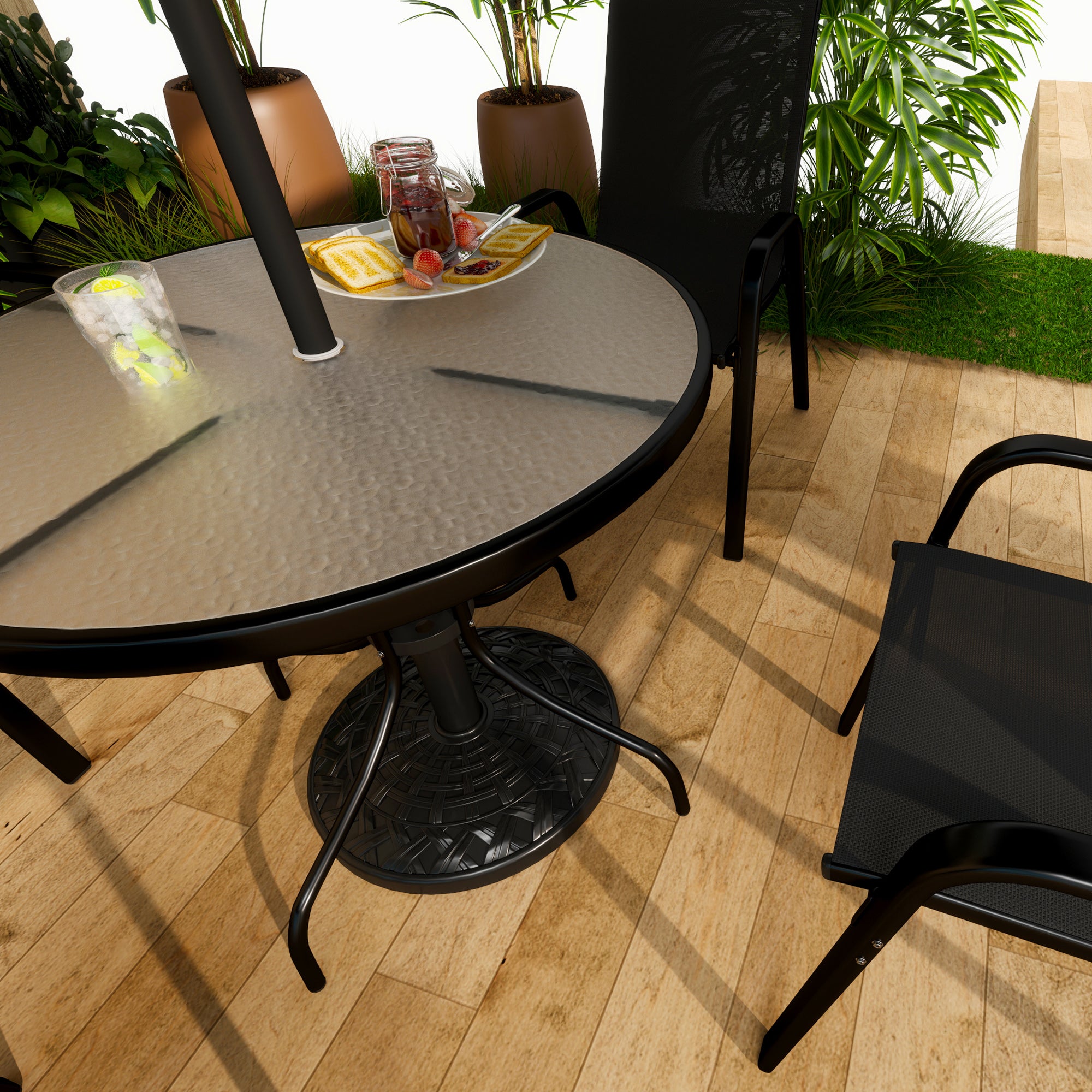 Patio Umbrella Base, 26 lbs Concrete Heavy Duty Umbrella Stand, Round Patio Umbrella Holder, Î¦18.7" x 12.6" H Black