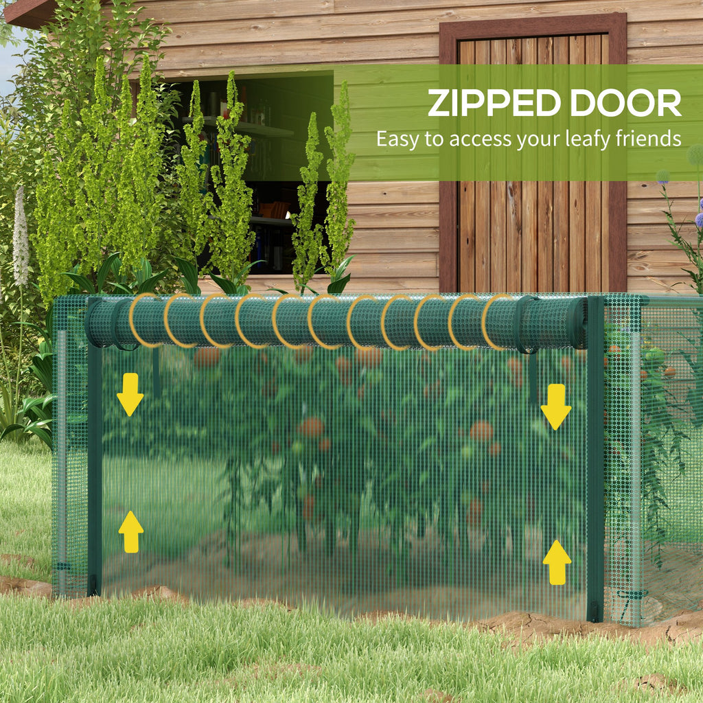 12' x 4' Plant Protection Cage with Zipper Roll-Up Door, Plant Protector from Animals with Galvanised Steel Frame