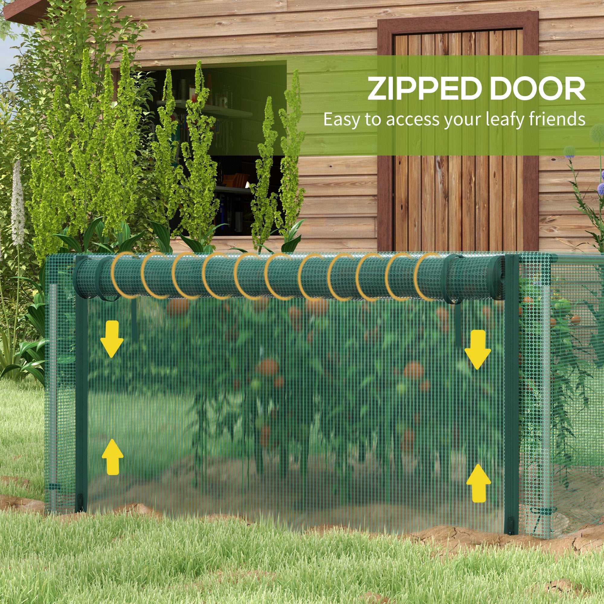 12' x 4' Plant Protection Cage with Zipper Roll-Up Door, Plant Protector from Animals with Galvanised Steel Frame