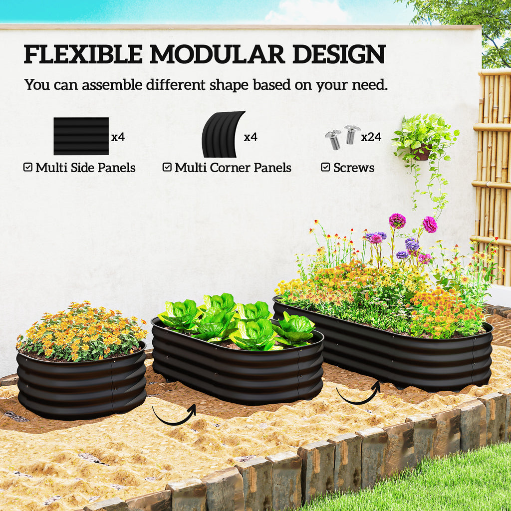 4.9 x 2 x 1ft Galvanized Raised Garden Bed Kit, Metal Planter Box with Safety Edging, Black