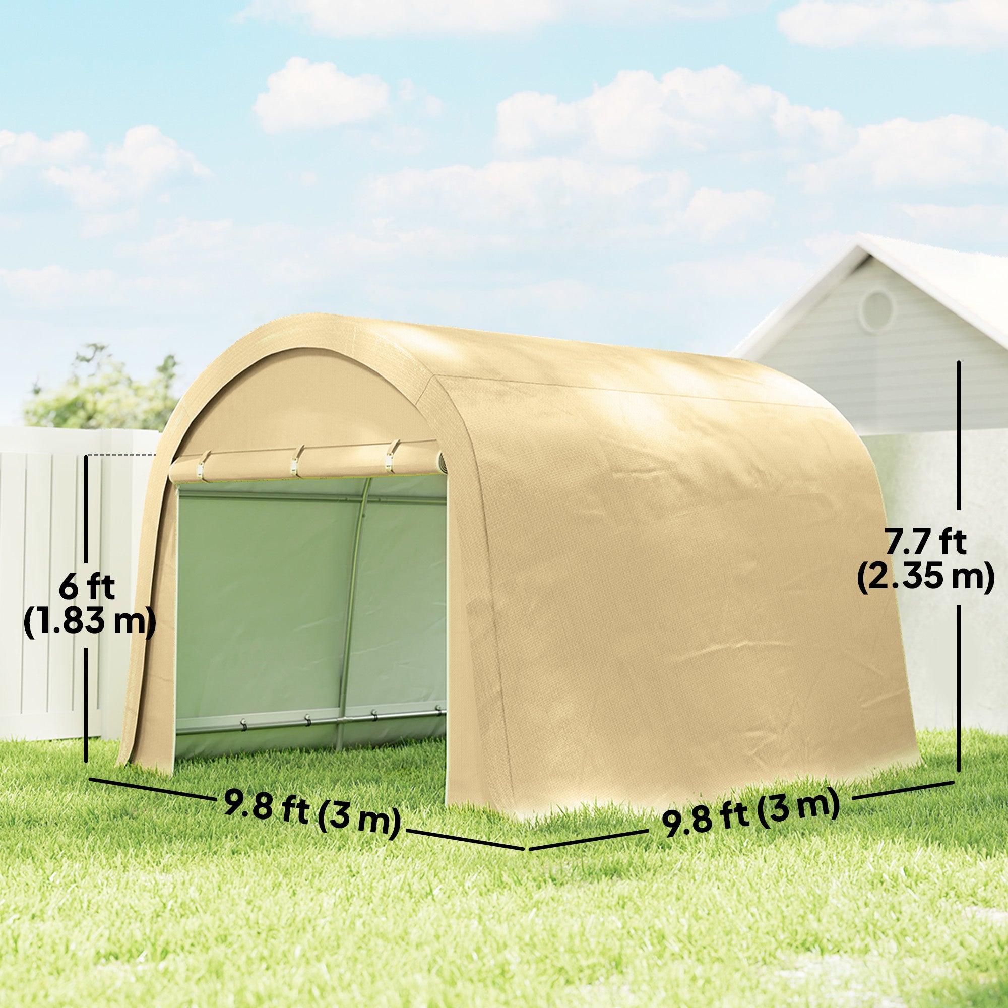 10' x 10' Outdoor Storage Tent, Heavy Duty and Waterproof Portable Shed for Bike, Motorcycle & Garden Tools