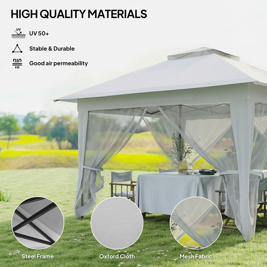 12' x 12' Foldable Pop-up Party Tent Instant Canopy Sun Shade Gazebo Shelter with Steel Frame, Light Grey