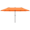 15' Outdoor Patio Umbrella with Twin Canopy Sunshade Steel Table Umbrella with Lift Crank Orange