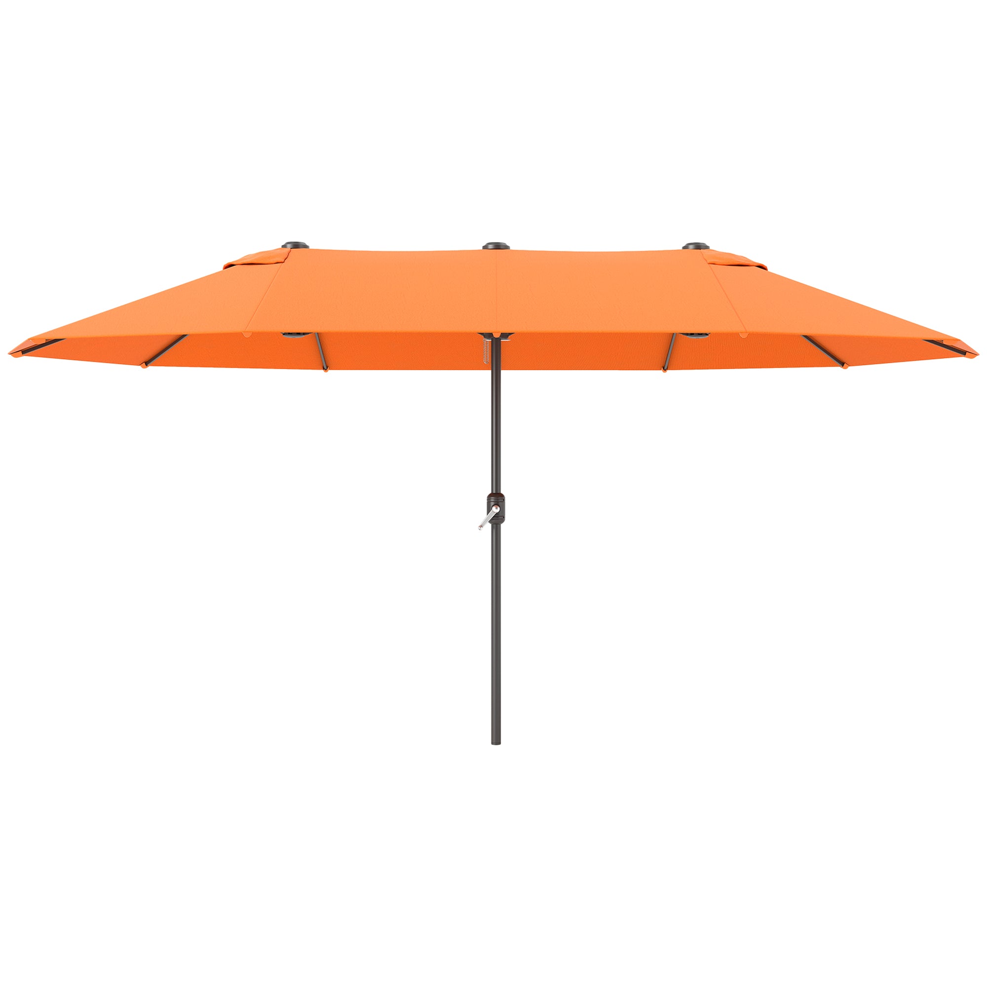 15' Outdoor Patio Umbrella with Twin Canopy Sunshade Steel Table Umbrella with Lift Crank Orange