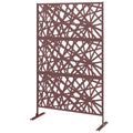 Metal Outdoor Privacy Screen, Freestanding Outdoor Divider with Stand, 78" x 48", Dark Brown
