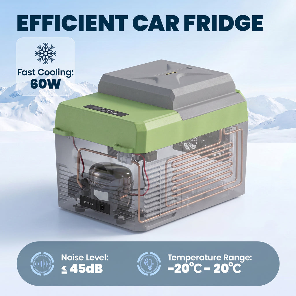 12 Volt Car Refrigerator, 12QT Car Fridge Electric Cooler, 12/24V DC and 110-240V AC, -4â„‰~68â„‰, Portable Refrigerator