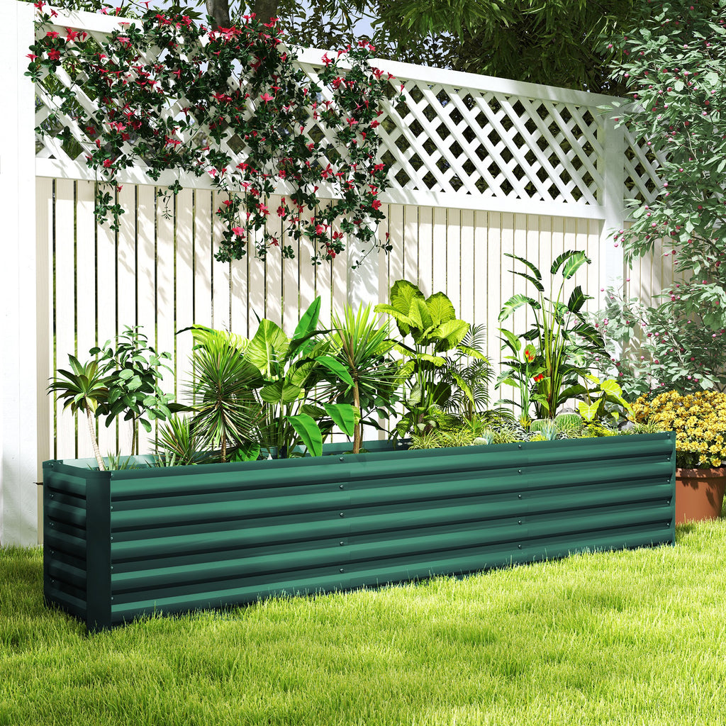 8 x 1.3 x 1.5ft Galvanized Raised Garden Bed, Reinforced Outdoor Planter Box with Open Bottom, Green