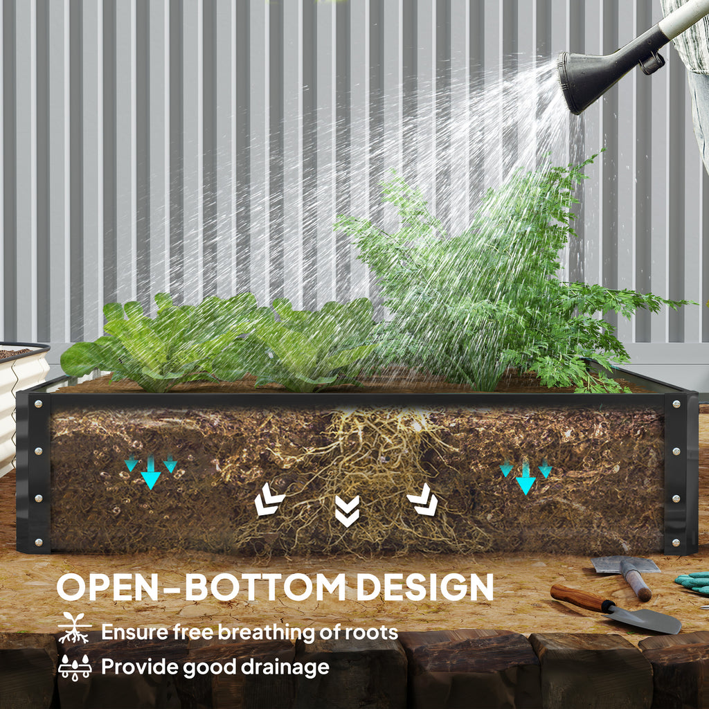 4' x 4' x 1' Raised Garden Bed Galvanized Steel Planter Box for Vegetables, Flowers, Herbs, Grey