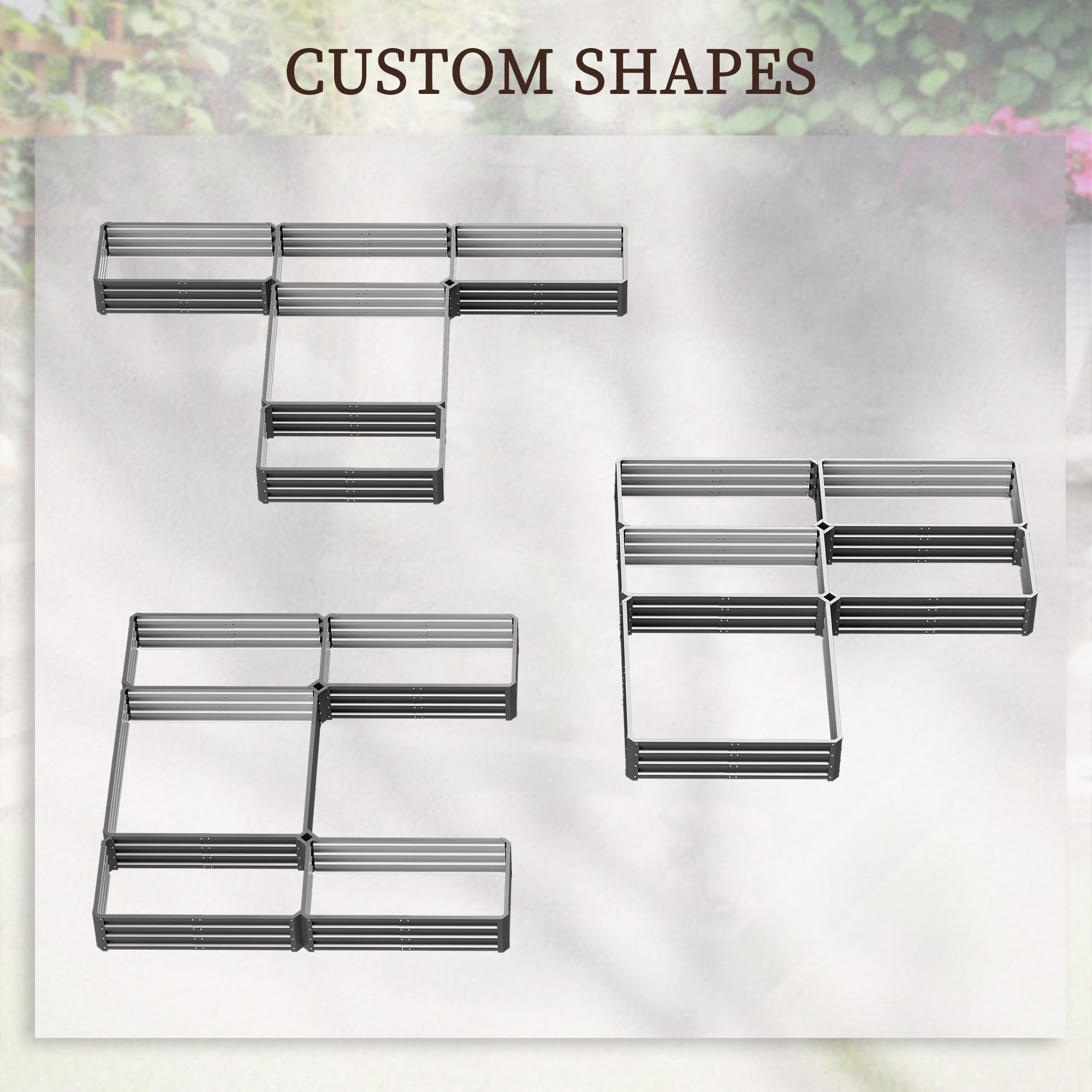 Steel Raised Garden Bed, Set of 5 Large Box Planters for Outdoor Plants Vegetables Flowers Herbs, 8x8x1ft, Grey