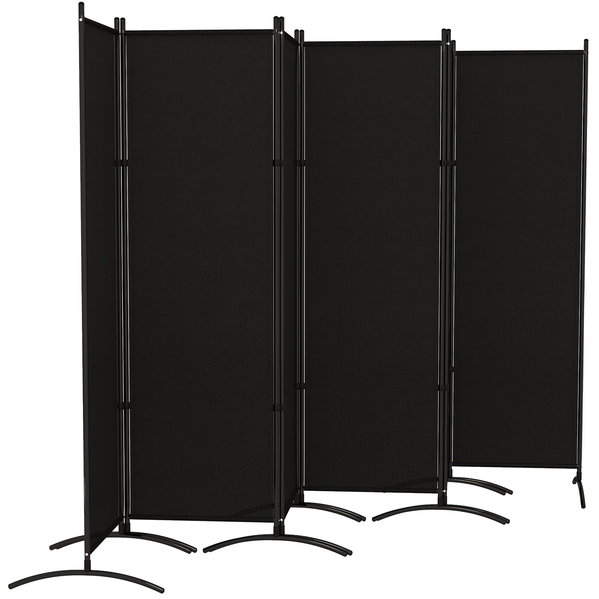 6 Panel Folding Room Divider, UV30+ Privacy Screen, Indoor Outdoor Privacy Panel with Stable Base, Black