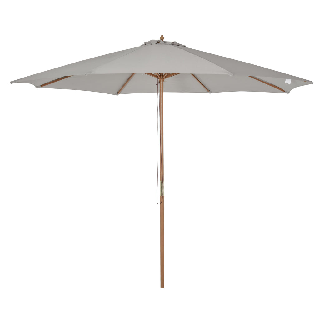 10' x 8' Wooden Patio Umbrella, Garden Parasol, Outdoor Sunshade Canopy with Bamboo Rib for Outdoor, Grey