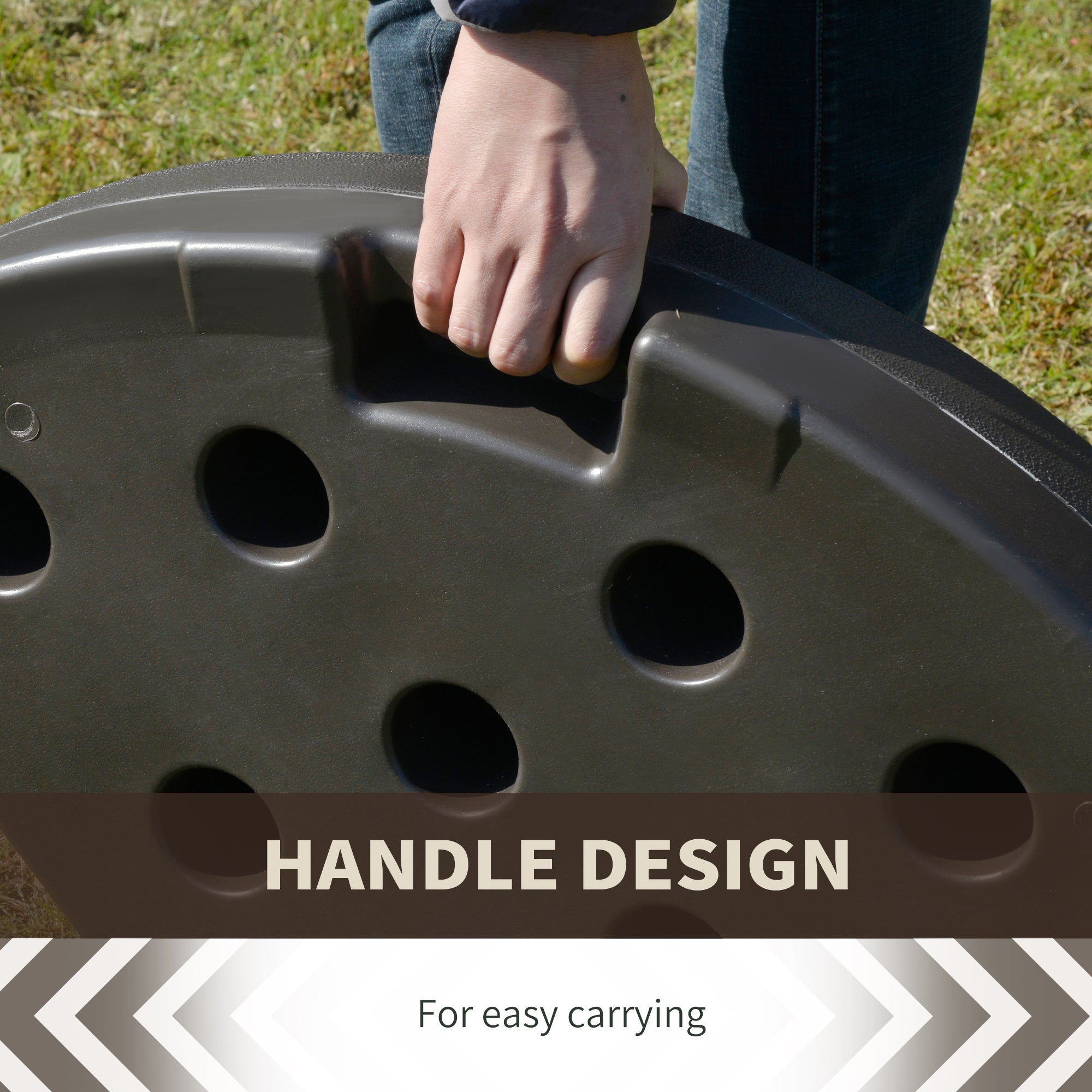 4-Piece Cantilever Offset Patio Umbrella Circular Base Stand w/Carry Handles, Water & Sand Filled