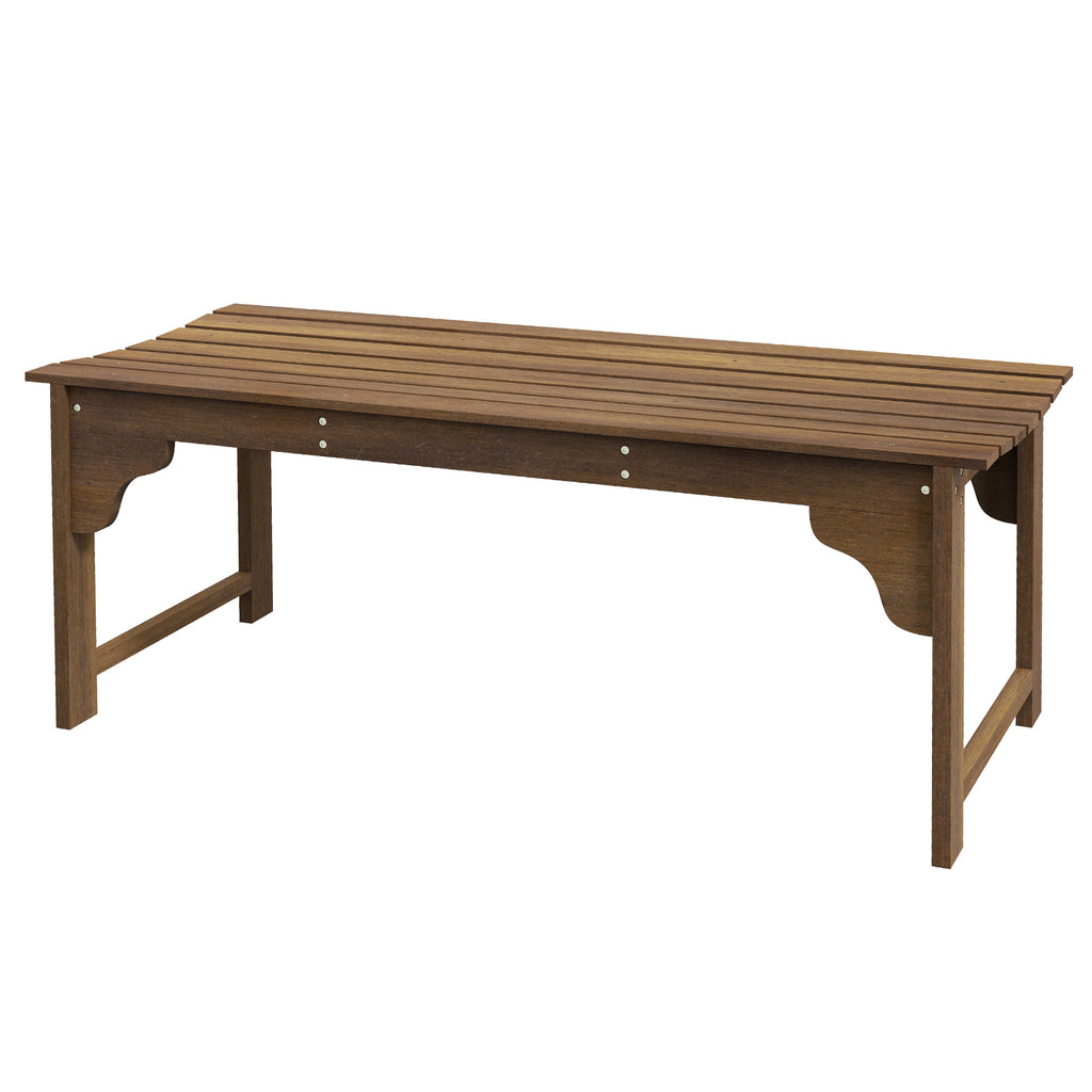 Wooden Garden Bench, Patio Double Park Bench with Slatted Seat, Front Porch Backless Bench, Teak