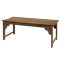 Wooden Garden Bench, Patio Double Park Bench with Slatted Seat, Front Porch Backless Bench, Teak