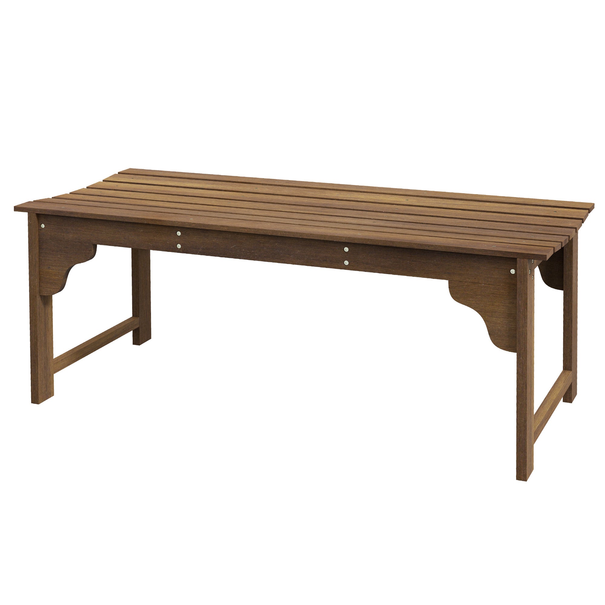 Wooden Garden Bench, Patio Double Park Bench with Slatted Seat, Front Porch Backless Bench, Teak