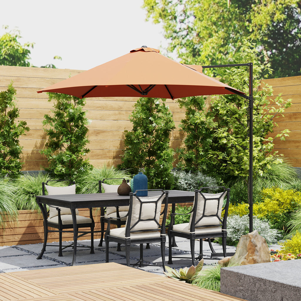 8.5FT Offset Patio Umbrella with 360Â° Rotation, Outdoor Cantilever Roma Parasol Hanging Sun Shade Canopy Shelter with Cross Base, Orange