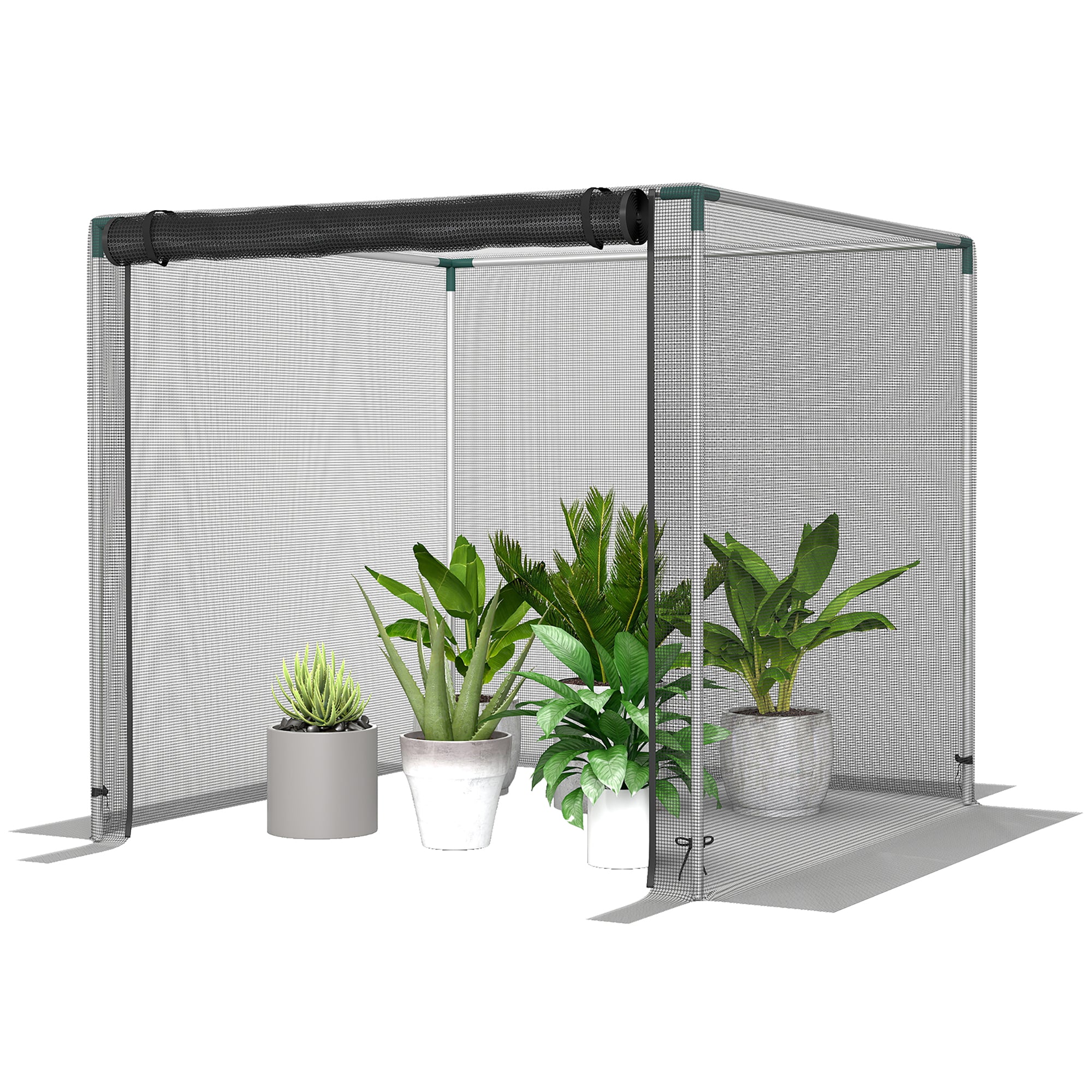 Galvanized Steel Crop Cage, Plant Protection Tent with Zippered Door, 4' x 4', Black