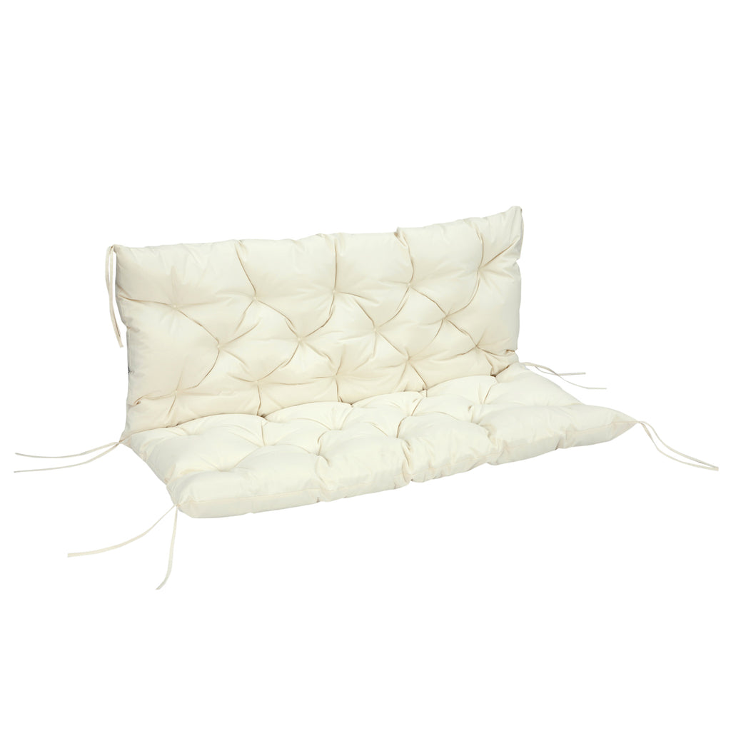 2 Seater Garden Bench Cushion, Soft Thick Outdoor Non-Slip 2 Seater Soft Pad With Backrest for Garden Patio, 52" x 43" x 4", Beige