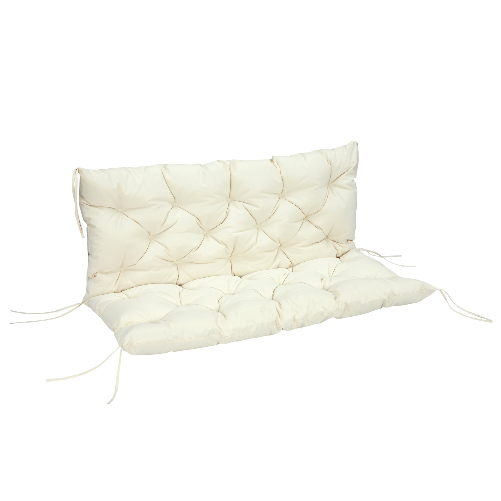 2 Seater Garden Bench Cushion, Soft Thick Outdoor Non-Slip 2 Seater Soft Pad With Backrest for Garden Patio, 52" x 43" x 4", Beige
