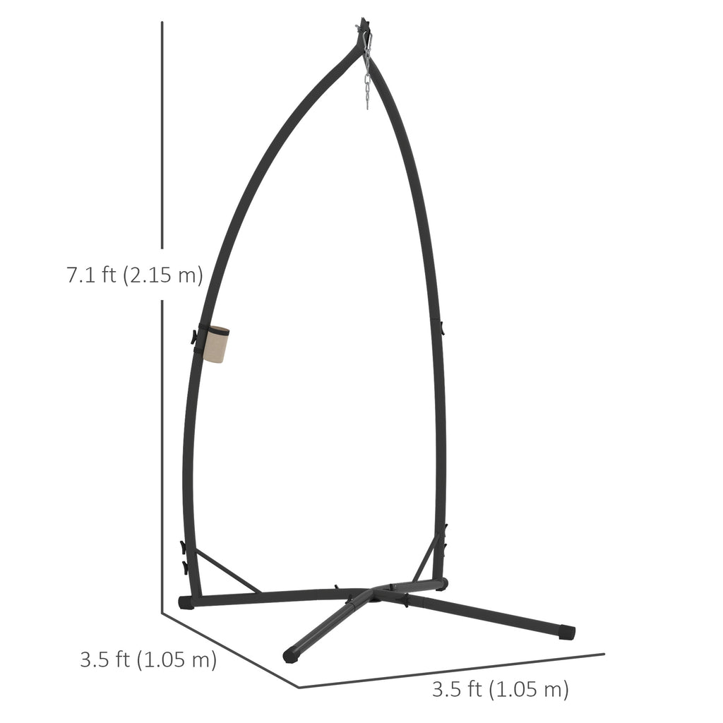 Hammock Chair Stand, Heavy Duty Steel Hanging Chair Stand for Swing Chair, Egg Chair Stand with Cup Holder, Black
