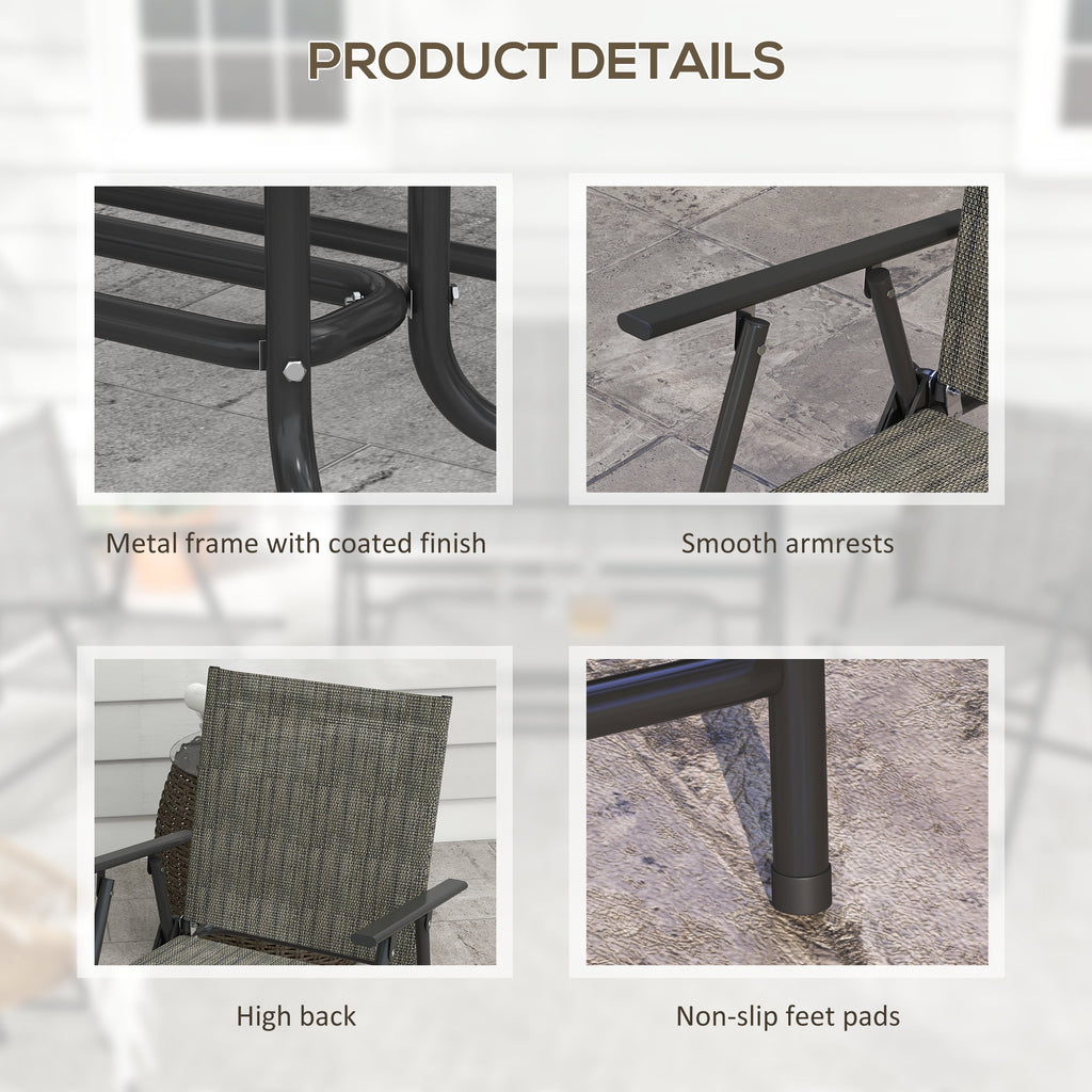 OutdoorÂ 4 Pieces Patio Furniture Set,Â Garden Set with Two Foldable Armchairs, a Loveseat &Â GlassÂ TopÂ Table, Mixed Brown