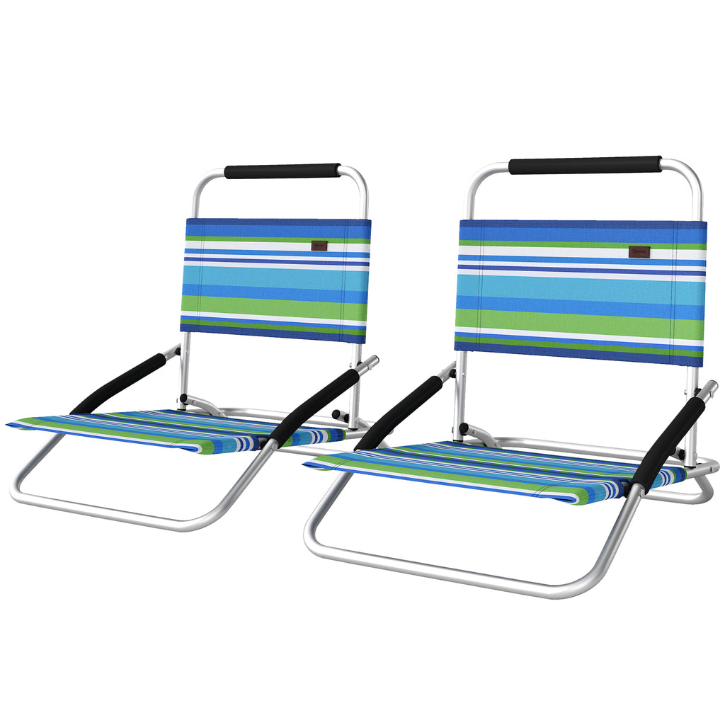 Beach Chair Set of 2, Folding Backpack Beach Chairs, Outdoor Lounge Chair with Hidden Pocket for Patio, Pool