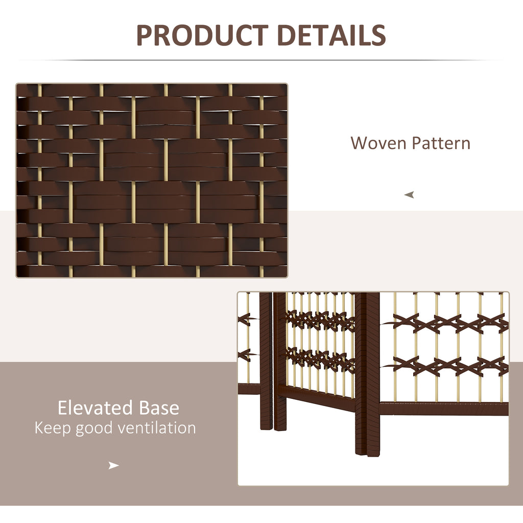 3 Panel Folding Room Divider, Portable Privacy Screen, Wave Fiber Room Partition for Home Office, Brown