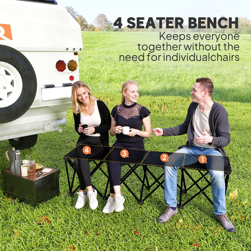 Portable 4-Seater Folding Camping Chair, Team Bench Chair with Carry Bag for Soccer Football Team, No Assembly