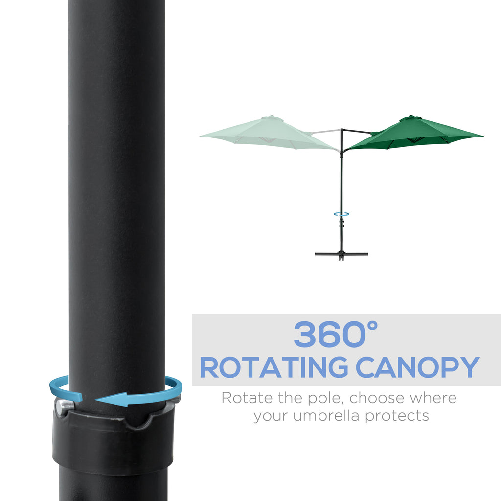 8.5FT Offset Patio Umbrella with 360Â° Rotation, Outdoor Cantilever Roma Parasol Hanging Sun Shade Canopy Shelter with Cross Base, Green